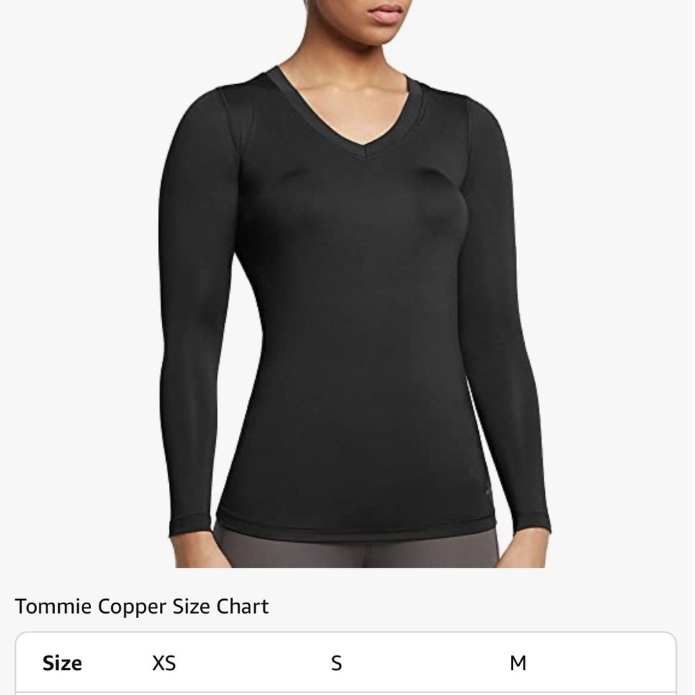 Tommie Copper Womens Core Compression Long Sleeve V-Neck Shirt Gray Large